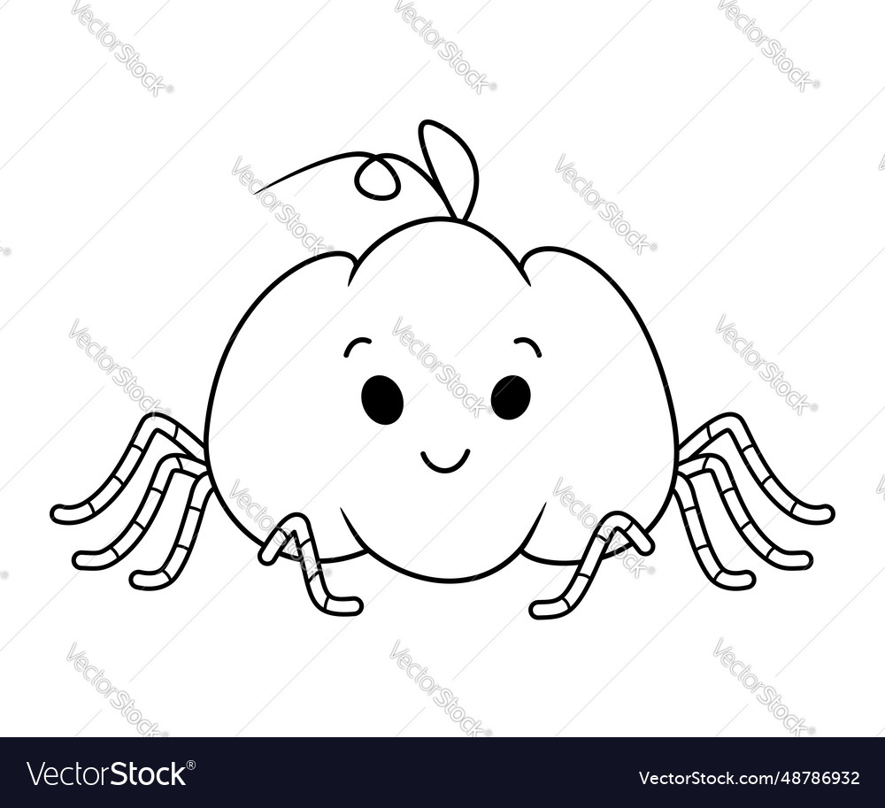 Pumpkin spider for halloween coloring page vector image