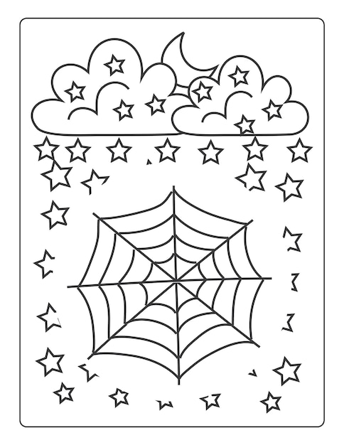 Premium vector halloween coloring pages for kids with hand drawn black color pumpkin sketch illustration