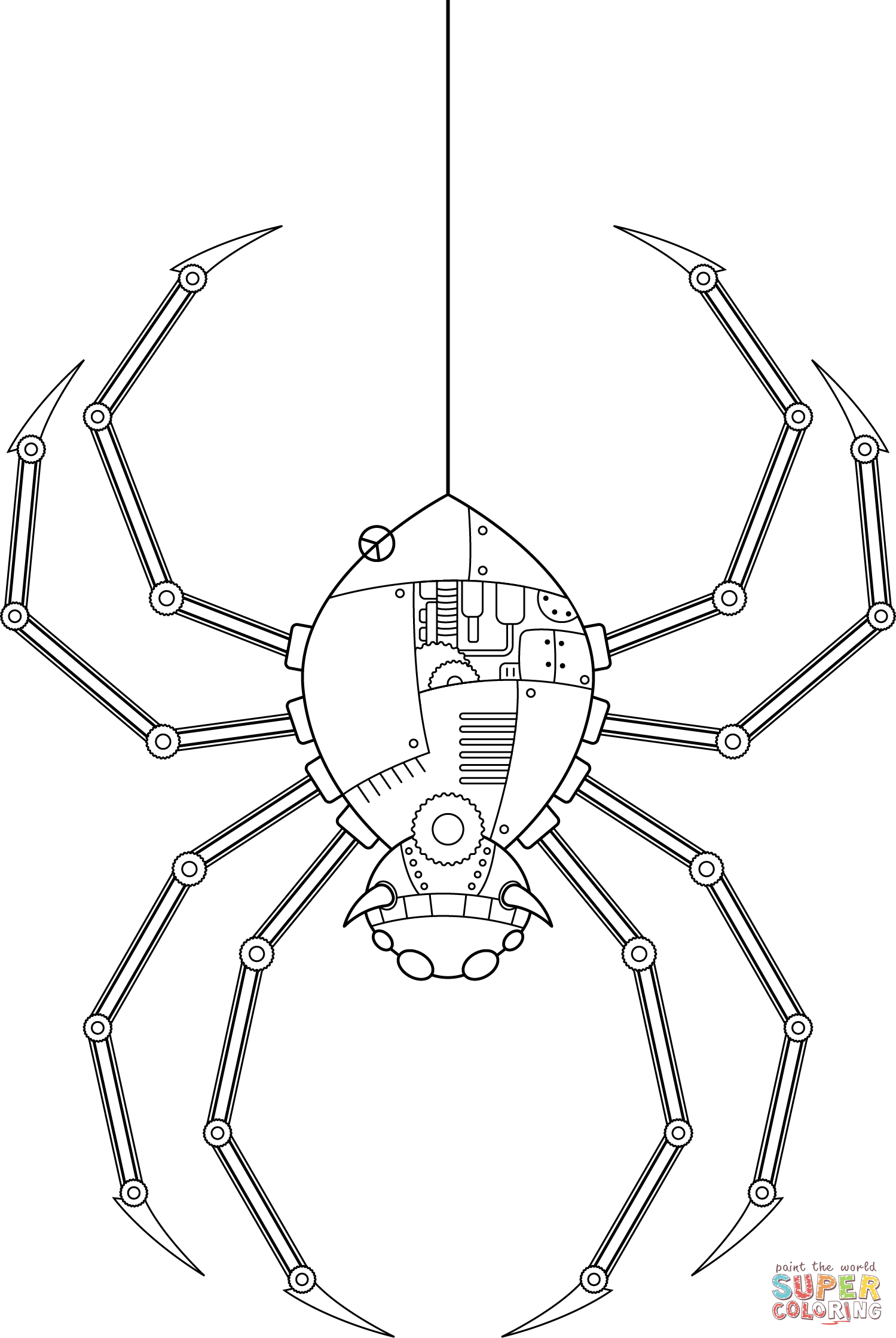 Steampunk spider coloring page free printable coloring pages
