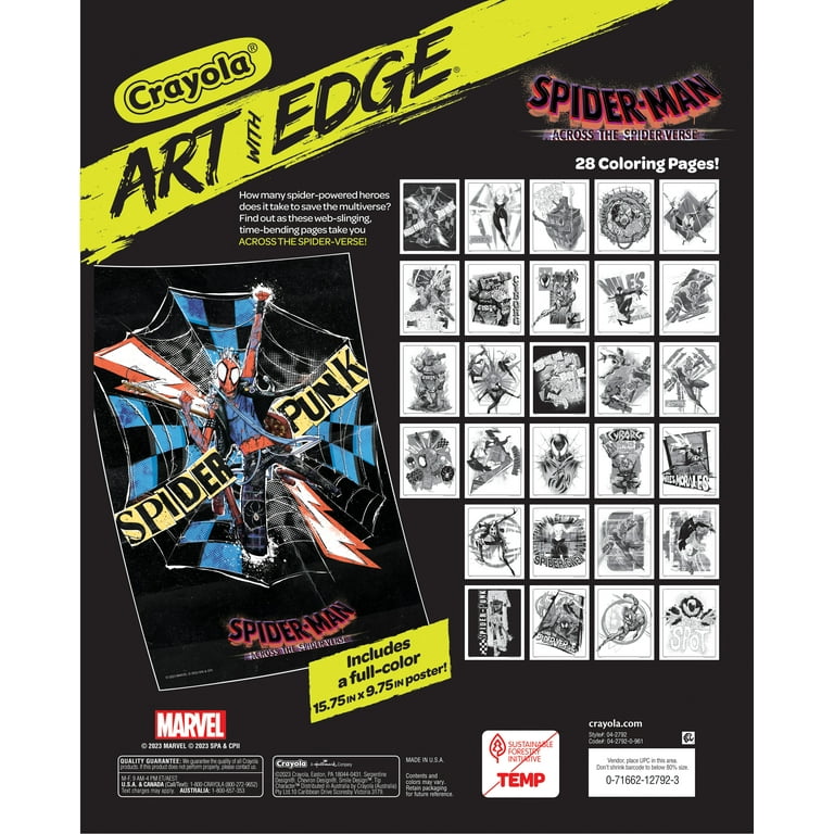 Crayola across the spiderverse coloring pages pages full color spider punk poster gift
