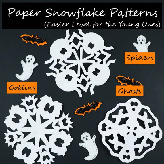 Easy level paper snowflake foldcut patterns ghosts spiders ghosts immediate download download now
