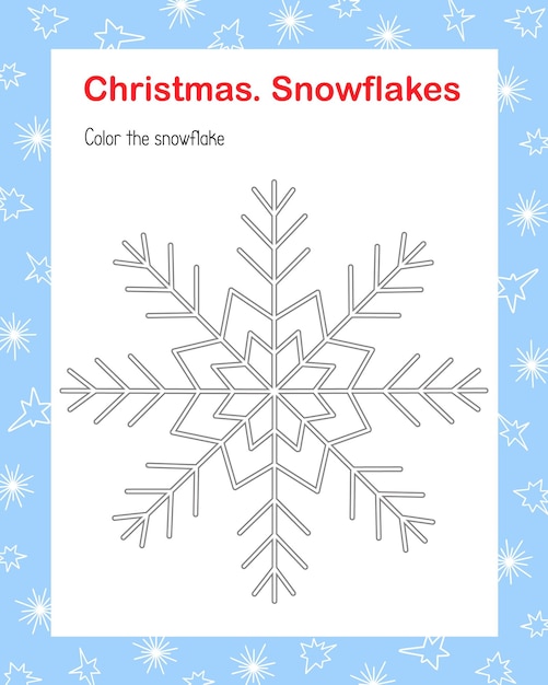 Premium vector snowflake coloring page christmas new year printable educational activity worksheet for kids