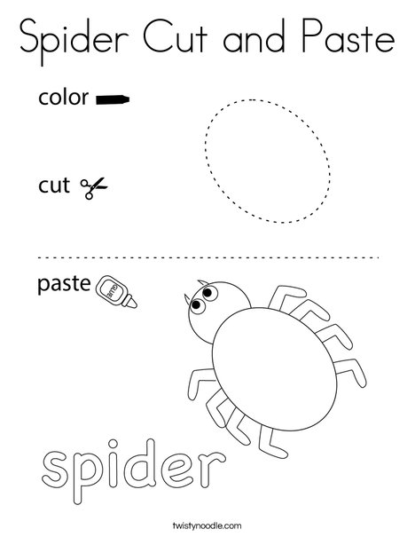 Spider cut and paste coloring page