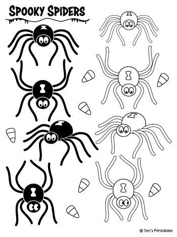 Spooky spider templates â black white â tims printables