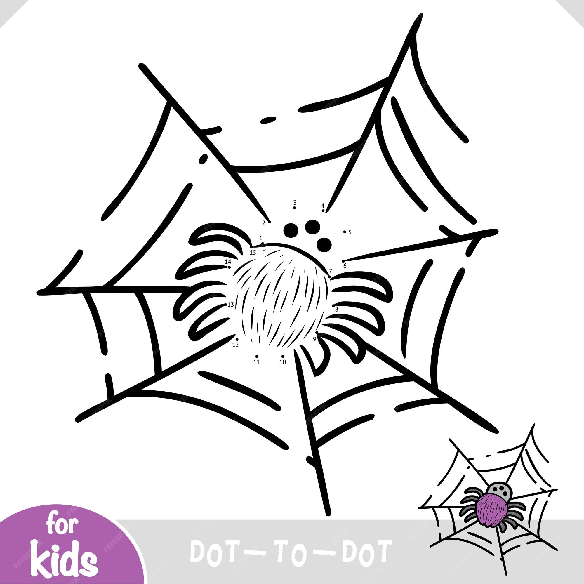 Premium vector numbers game education dot to dot game for kids spider and web