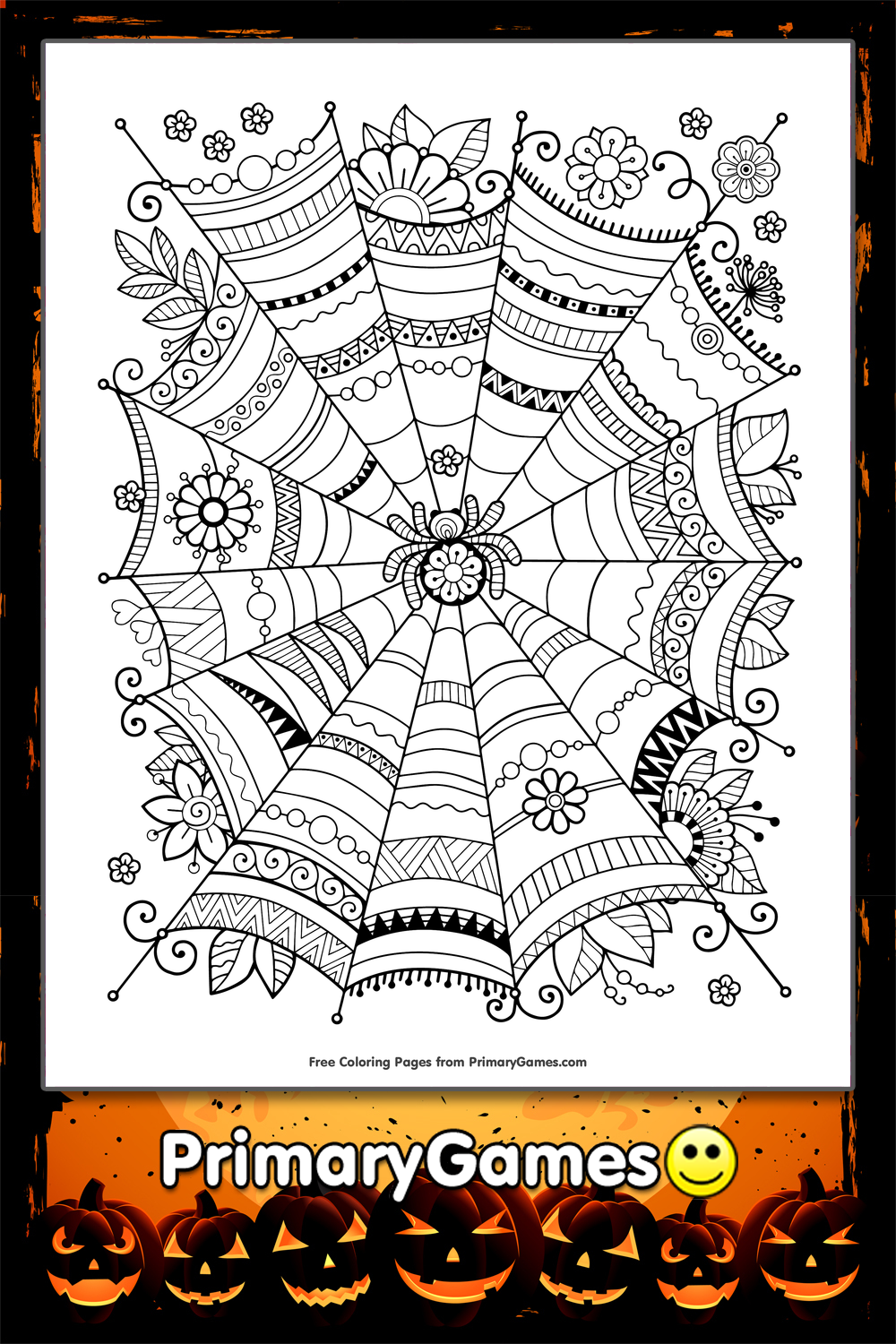 Zentangle spider web coloring page â free printable pdf from