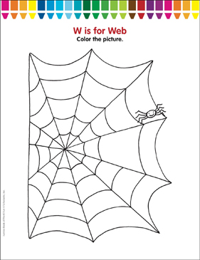 W is for web coloring page printable coloring pages