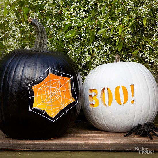 Spider web and boo pumpkin stencils