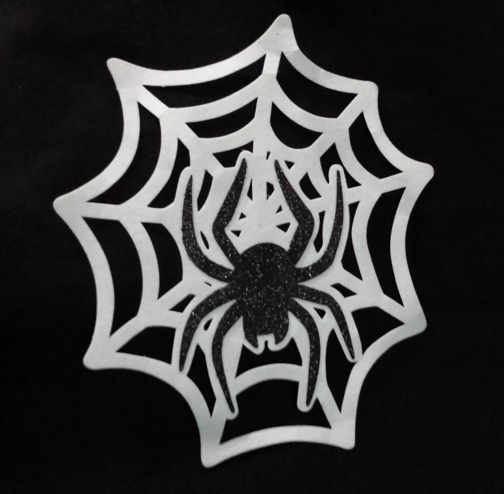 Halloween cutout spider web felt glitter black spider party wall decorations