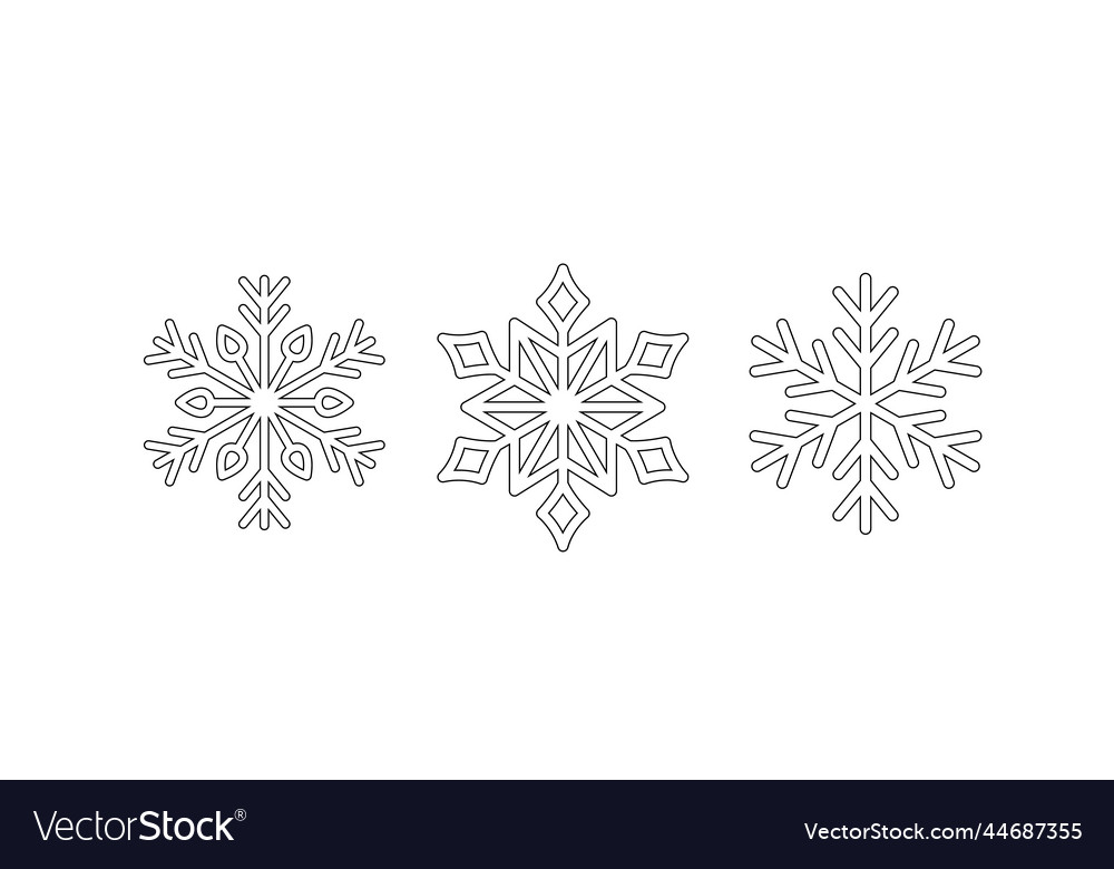 Snowflakes coloring page black and white vector image