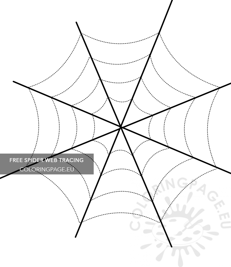 Spider web tracing preschool worksheet coloring page