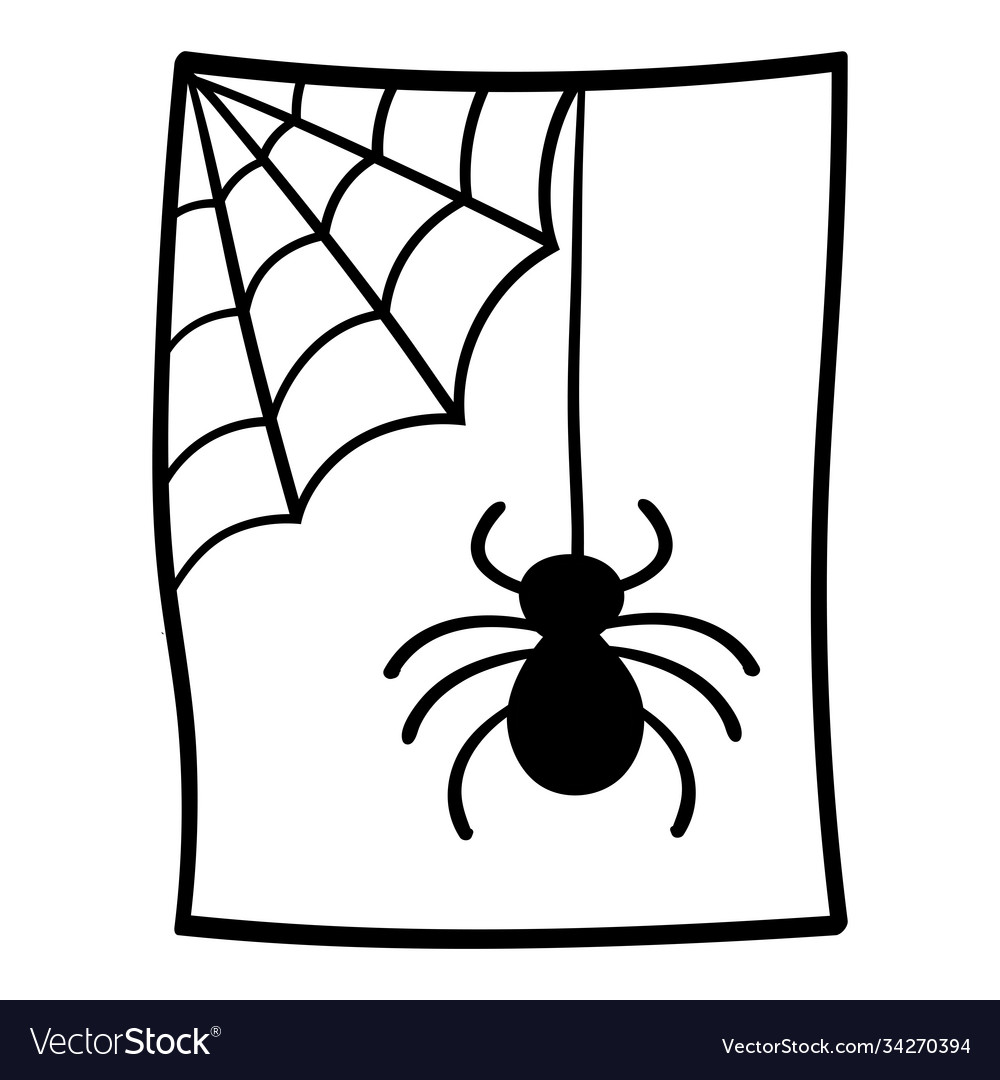 Spider hanging on a web doodle coloring page vector image