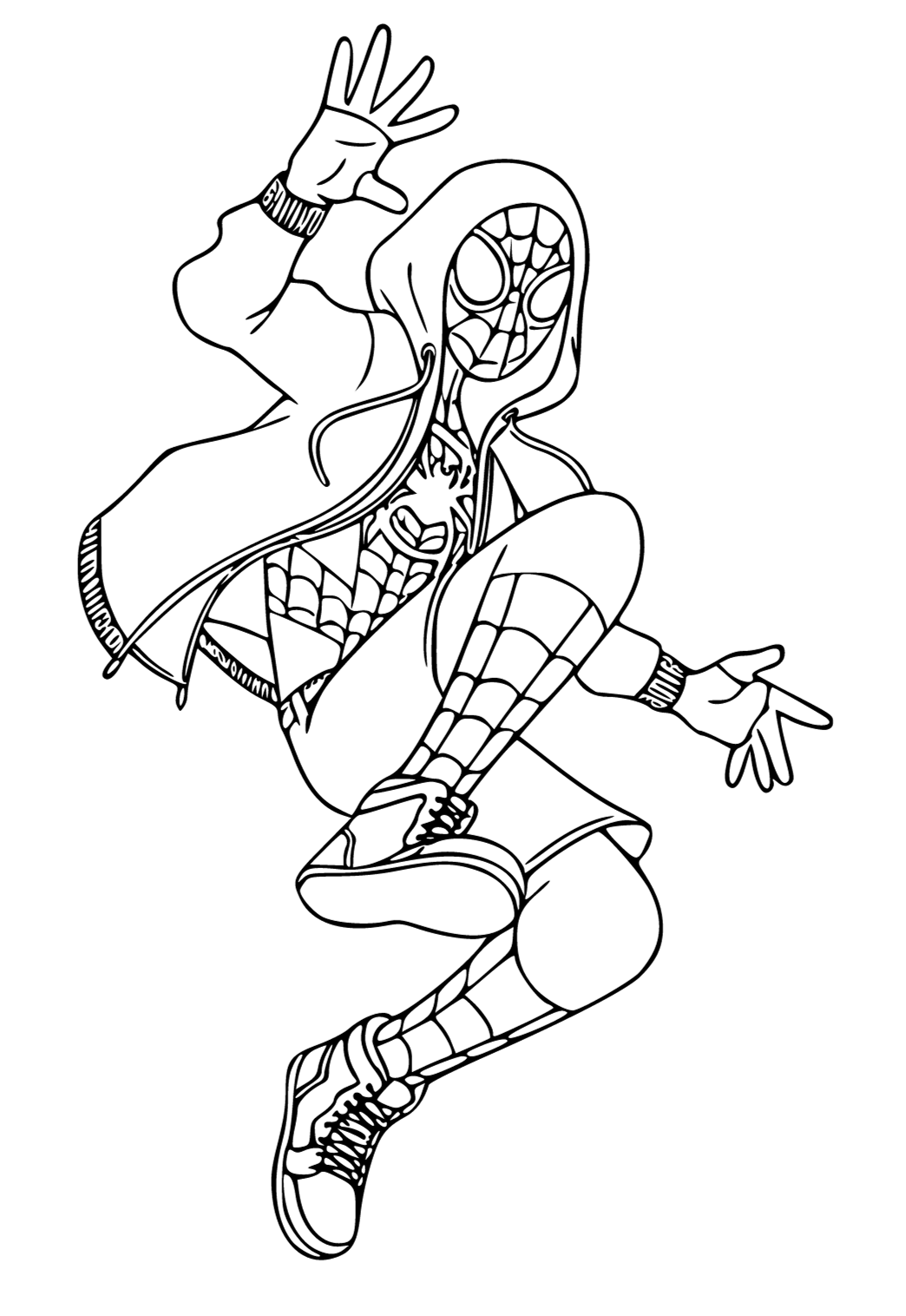 Free printable spiderman miles morales coloring page for adults and kids