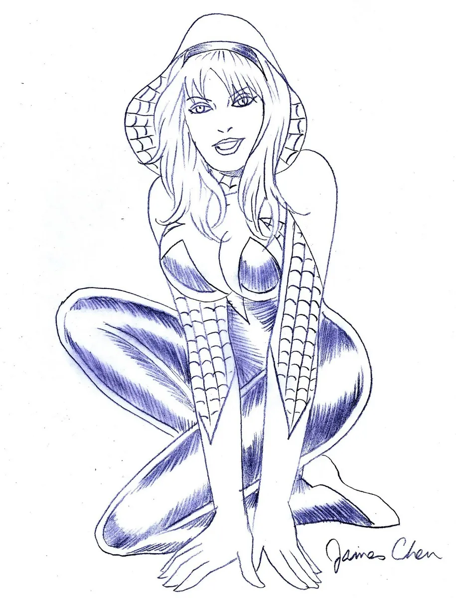 Gwen stacy spider gwen original ic art by ic book artist james chen