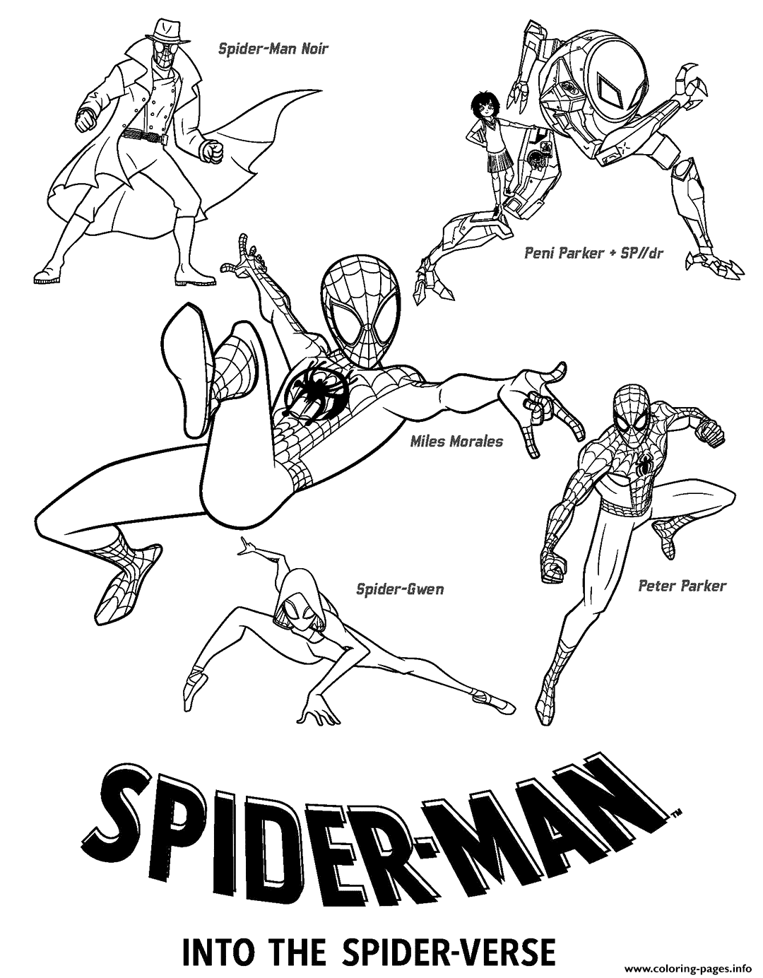 Print spider man into the spider verse movie coloring pages spiderman coloring coloring pages birthday coloring pages