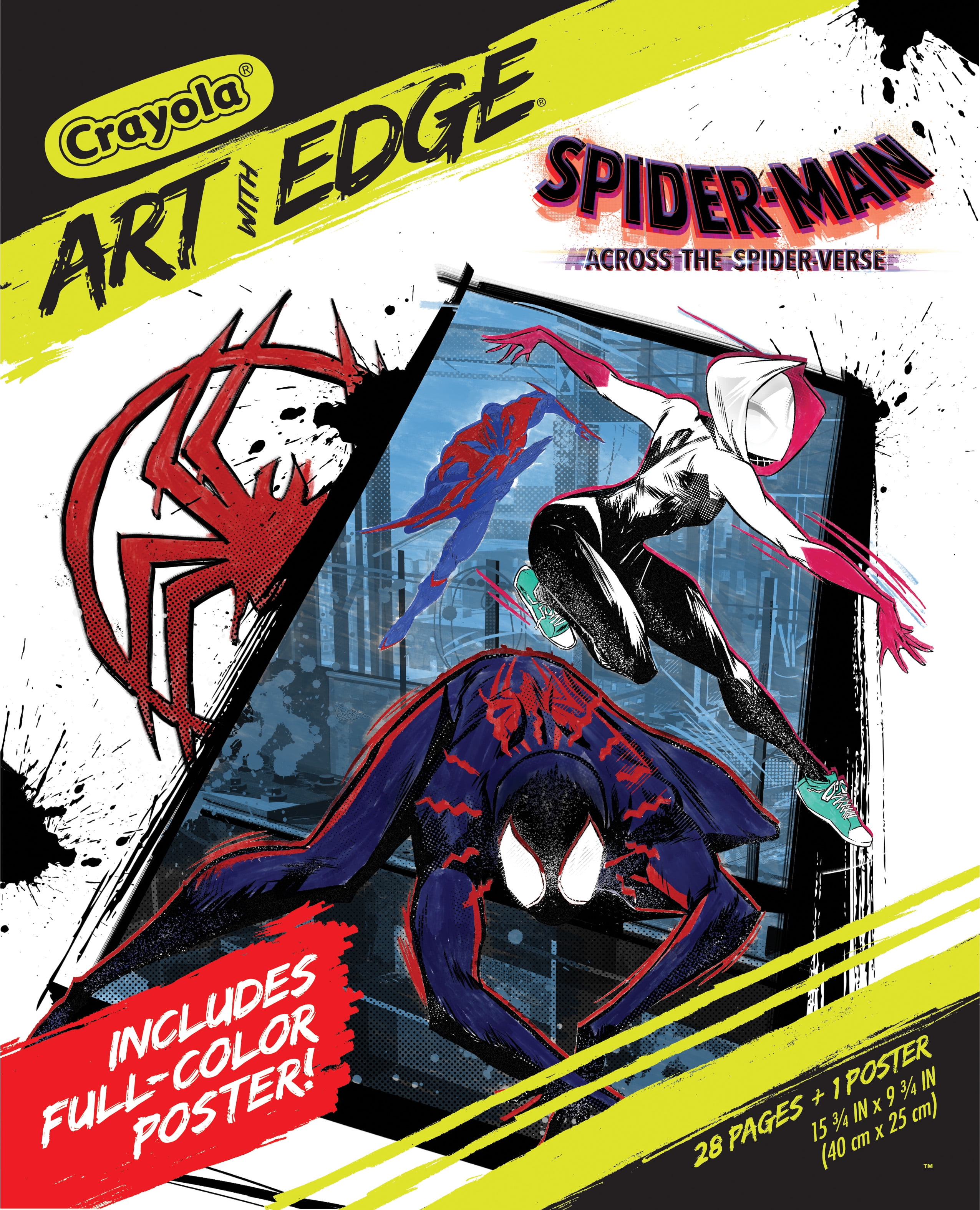 Crayola across the spiderverse coloring pages pages full color spider punk poster gift