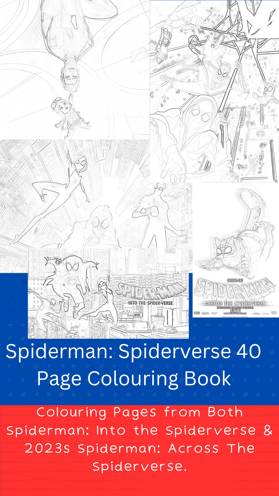 Spiderman spiderverse colouring book pages