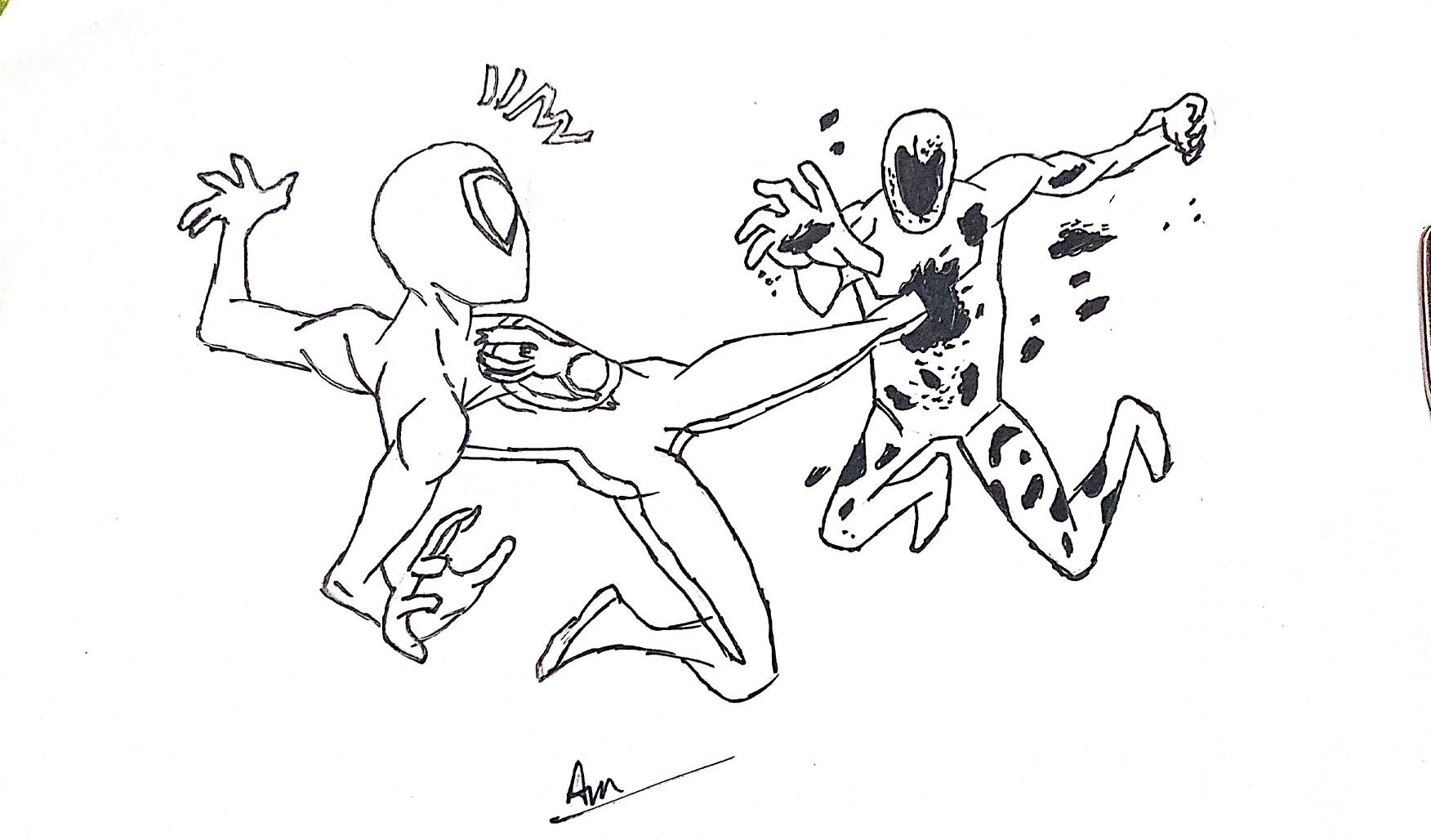 Miles fighting the spot sm across the spiderverse by ezioauditore on