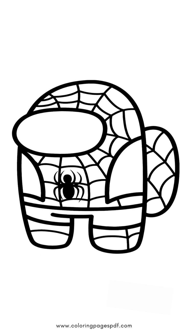 Coloring page of among us spider