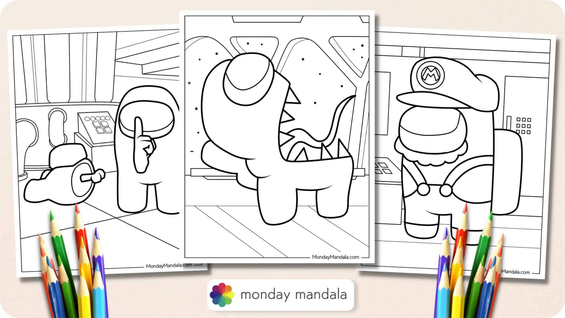 Among us coloring pages free pdf printables