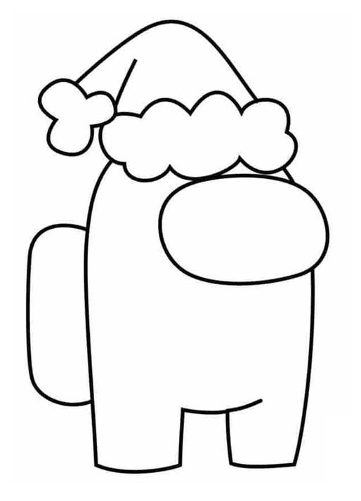 Among us character with a christmas hat coloring page printable