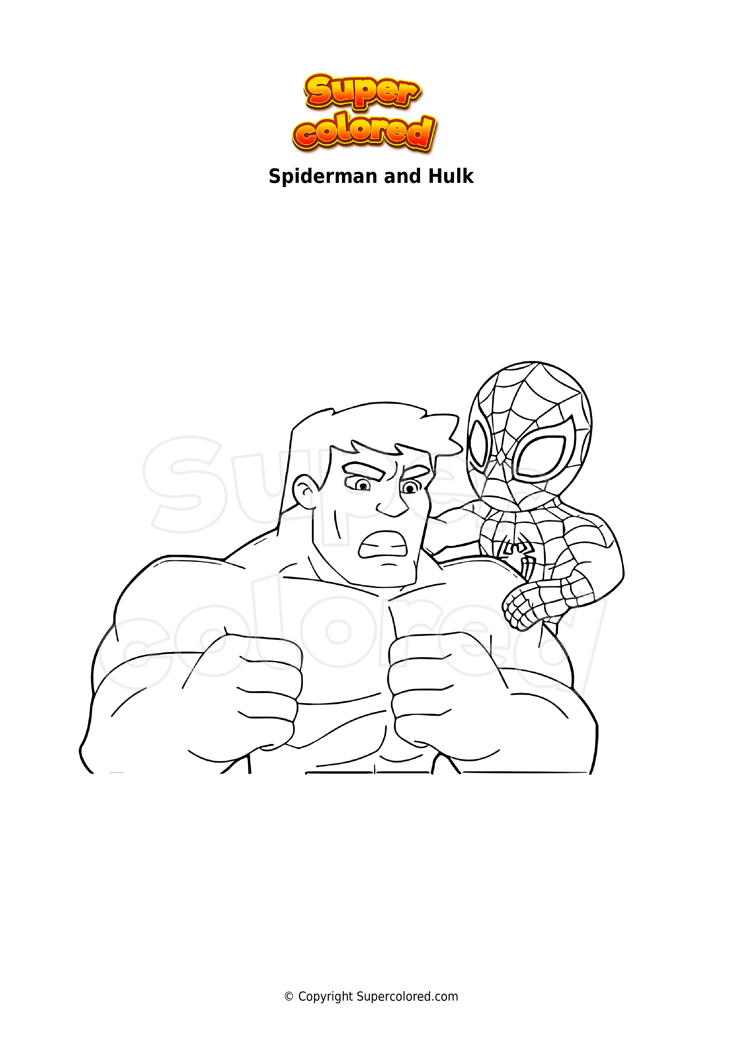 Coloring page spiderman and hulk coloring pages spiderman color