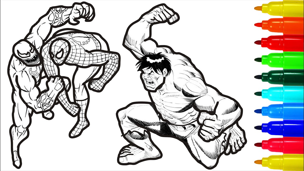 Spideran veno hulk iron an wolverine captain aerica coloring pages