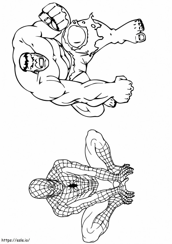 Hulk spiderman coloring a coloring page