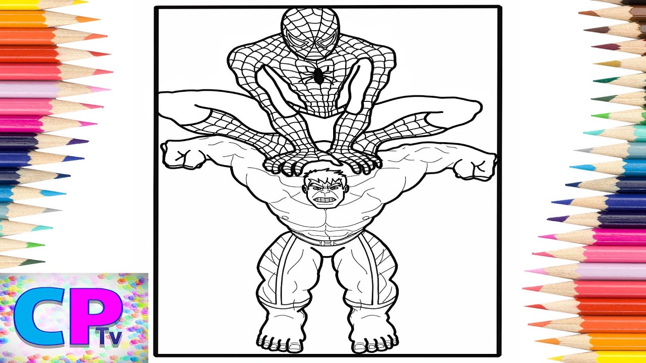 Spideran on the top of hulk coloring pageselektronoia