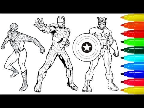 Spiderman wolverine iron man coloring book colouring pages for kids with coloredâ captain america coloring pages coloring books avengers coloring pages