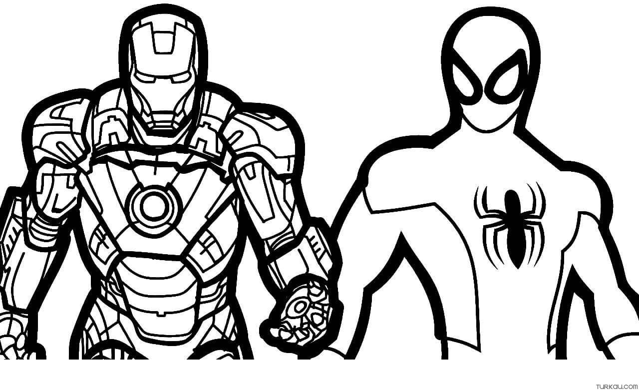 Spiderman iron man coloring page