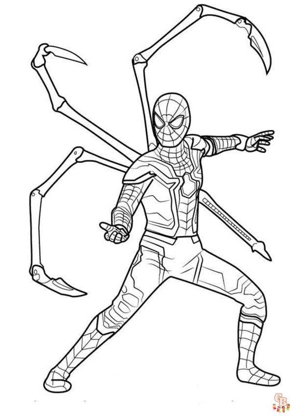 Epic adventures of iron spider in infinity war coloring pages
