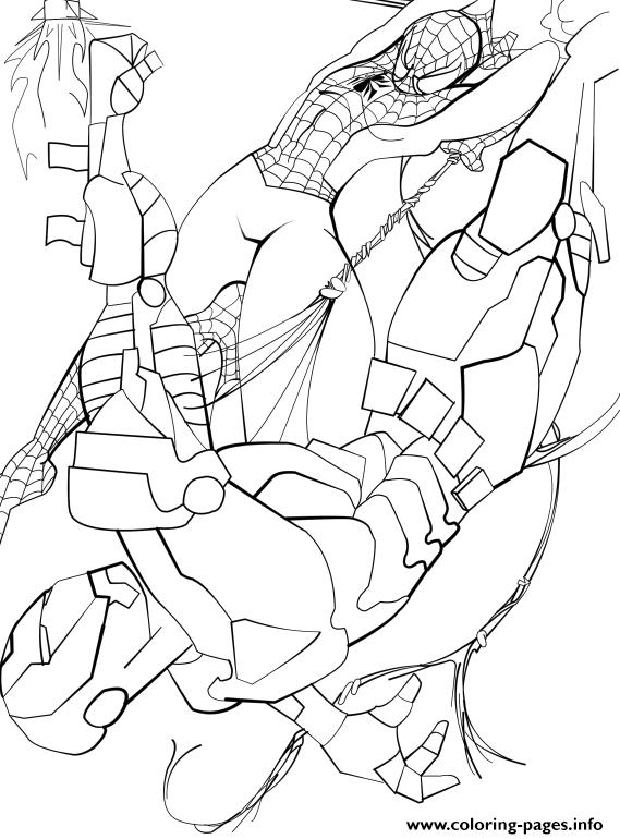 Spiderman and ironman sf coloring page printable