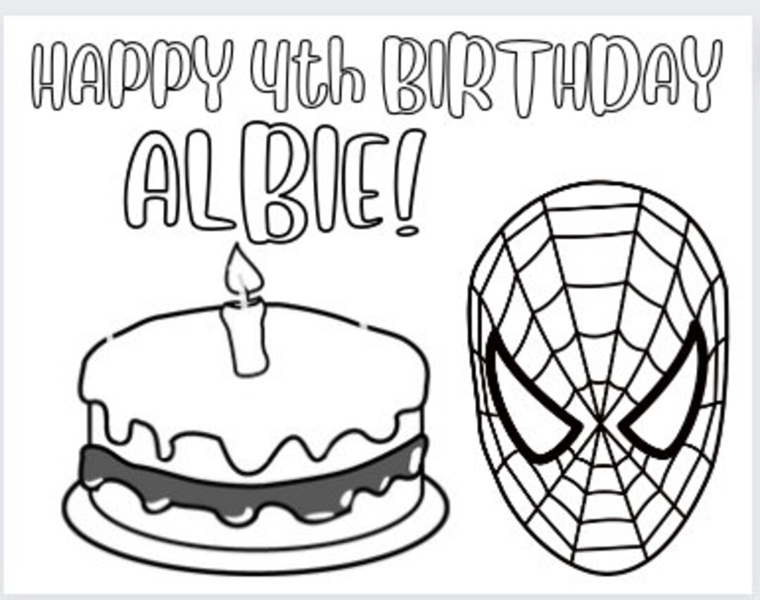 Custom spiderman birthday coloring page