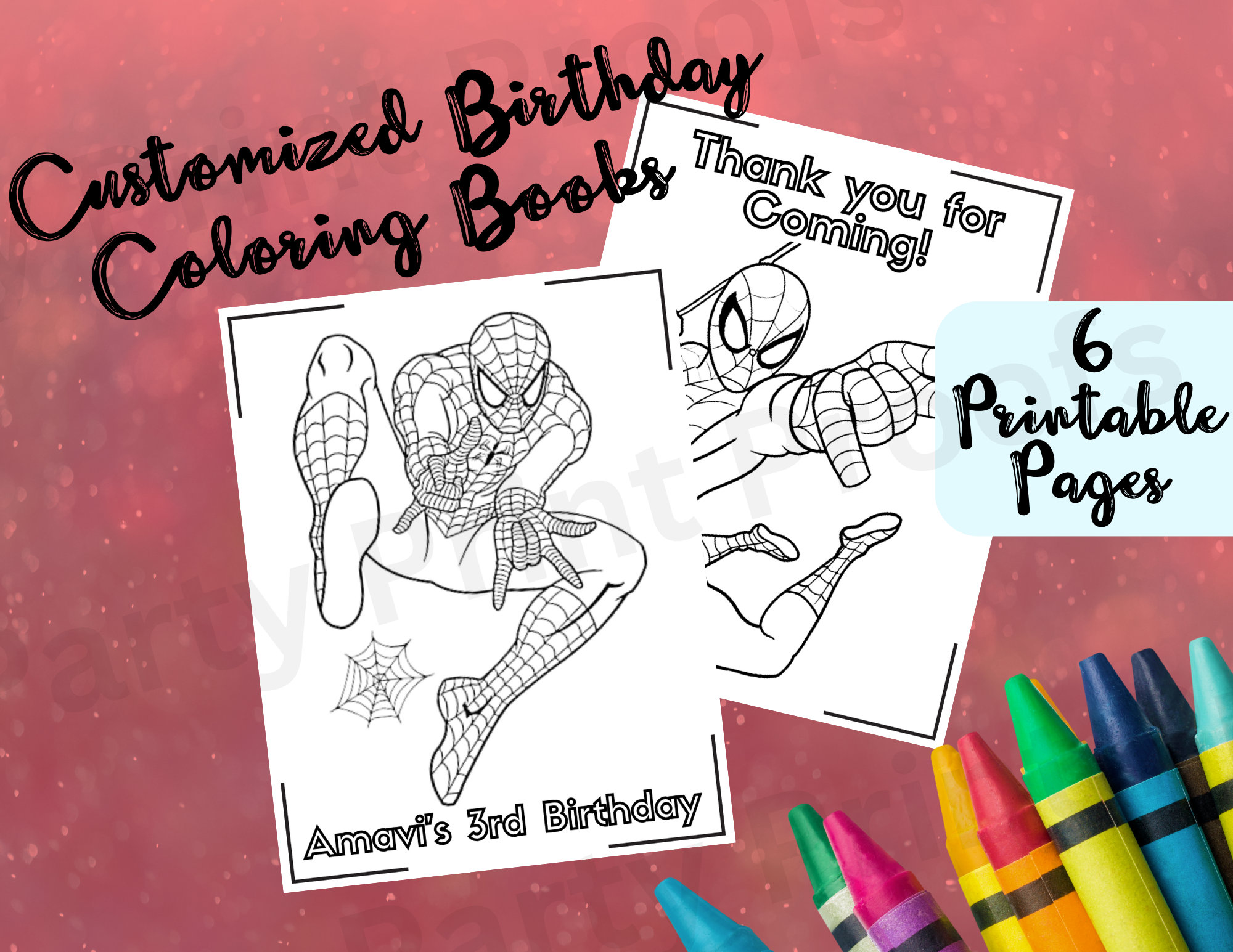 Spiderman coloring pages birthday party favors kids