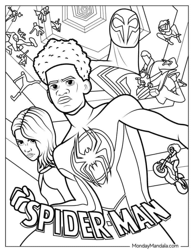 Miles morales coloring pages free pdf printables