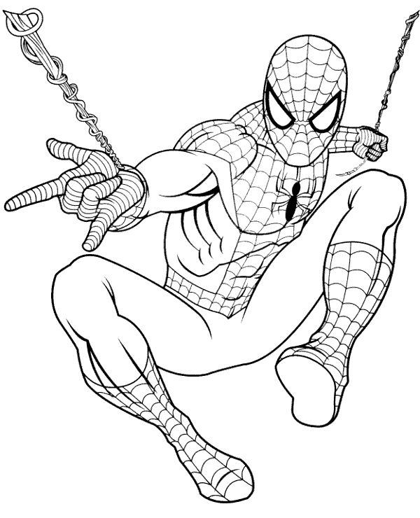 Flying spiderman coloring sheet to print