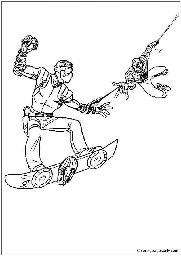 Spiderman green goblin coloring page