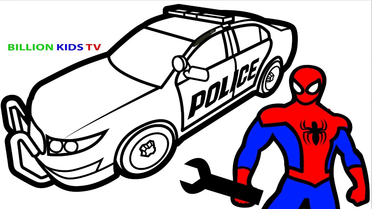 Spiderman repair new police cars coloring pages for kids coloring book kids fun art â ððððµð