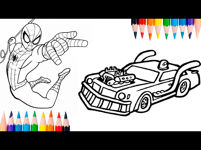 Spideran car coloring page