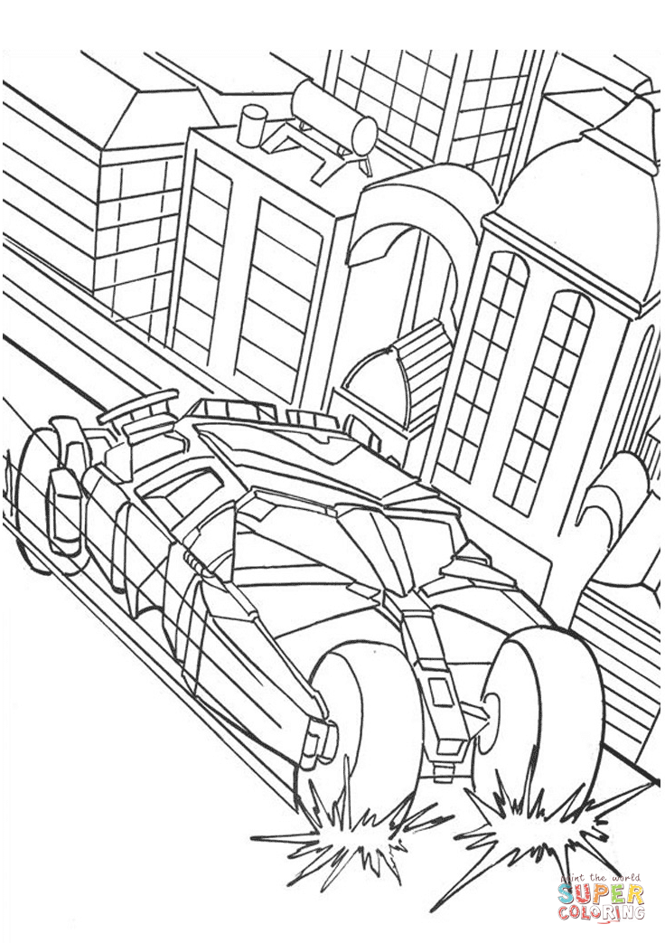 Batmans car coloring page free printable coloring pages