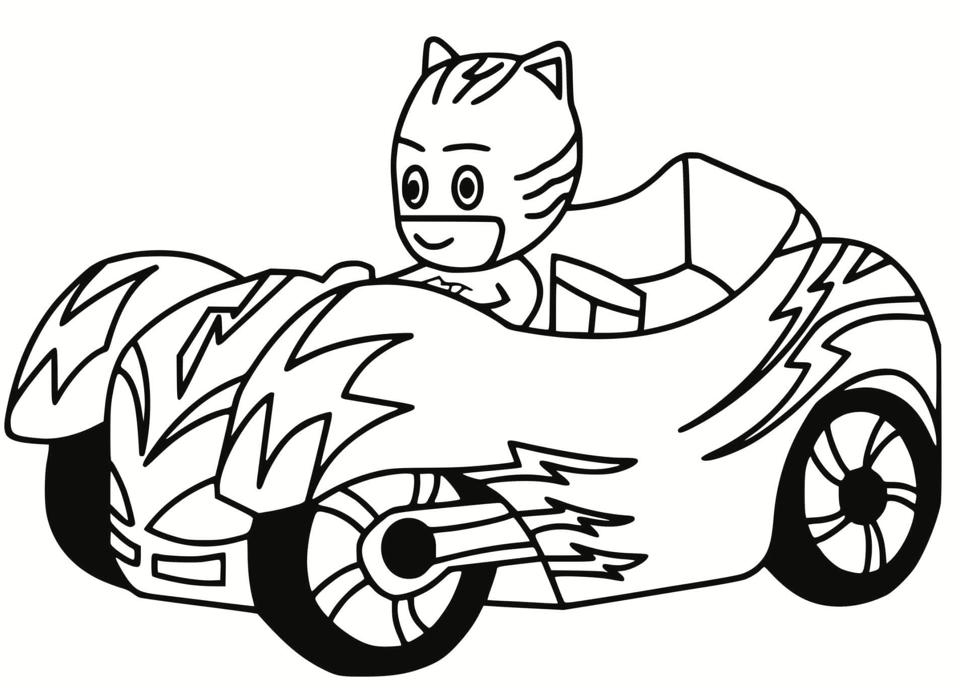 Pj masks catboy car coloring page printable