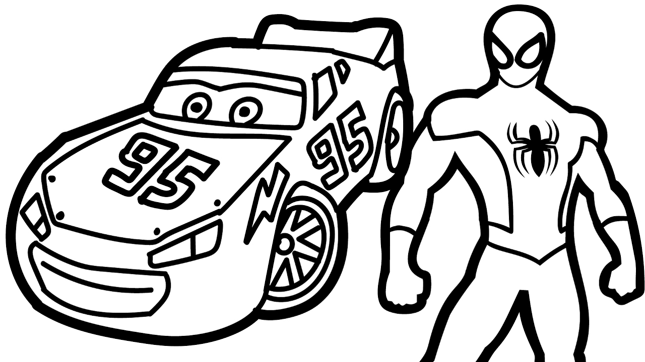 Coloring pages lightning mcqueen monster truck and spiderman