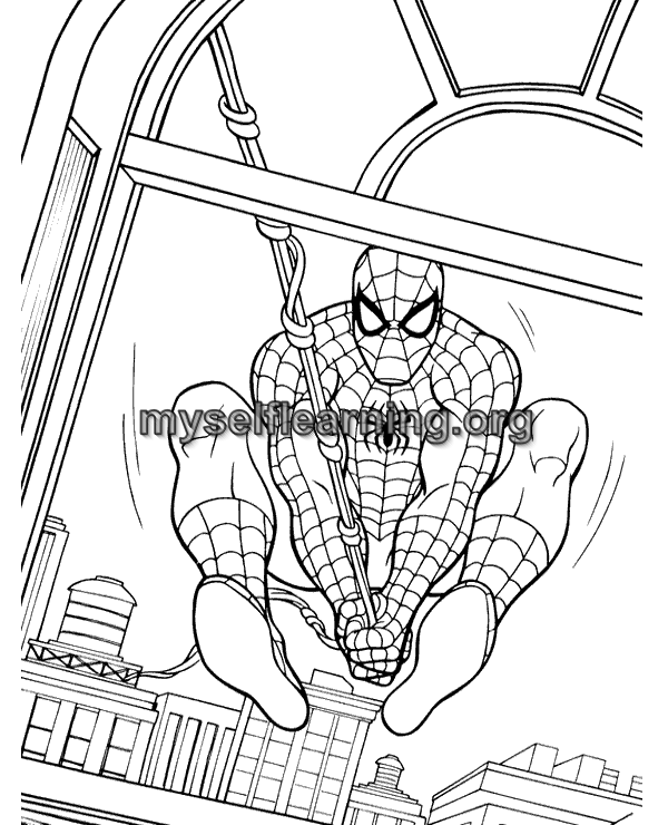 Spiderman cartoons coloring sheet instant download