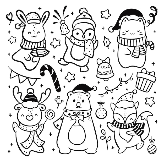 Kawaii christmas coloring page printable