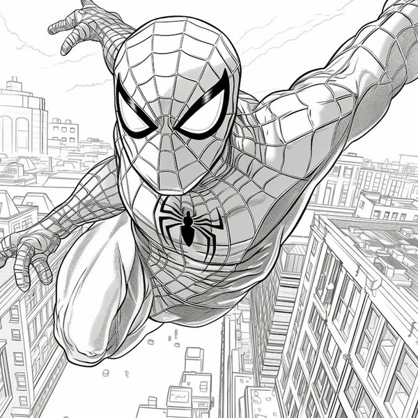 Spiderman coloring pages instant download printable pdf