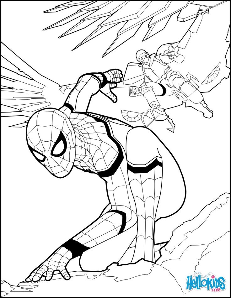 Spiderman coloring page from the new spiderman movie homeing more spiderman coloring sheets onâ avengers coloring pages superhero coloring avengers coloring