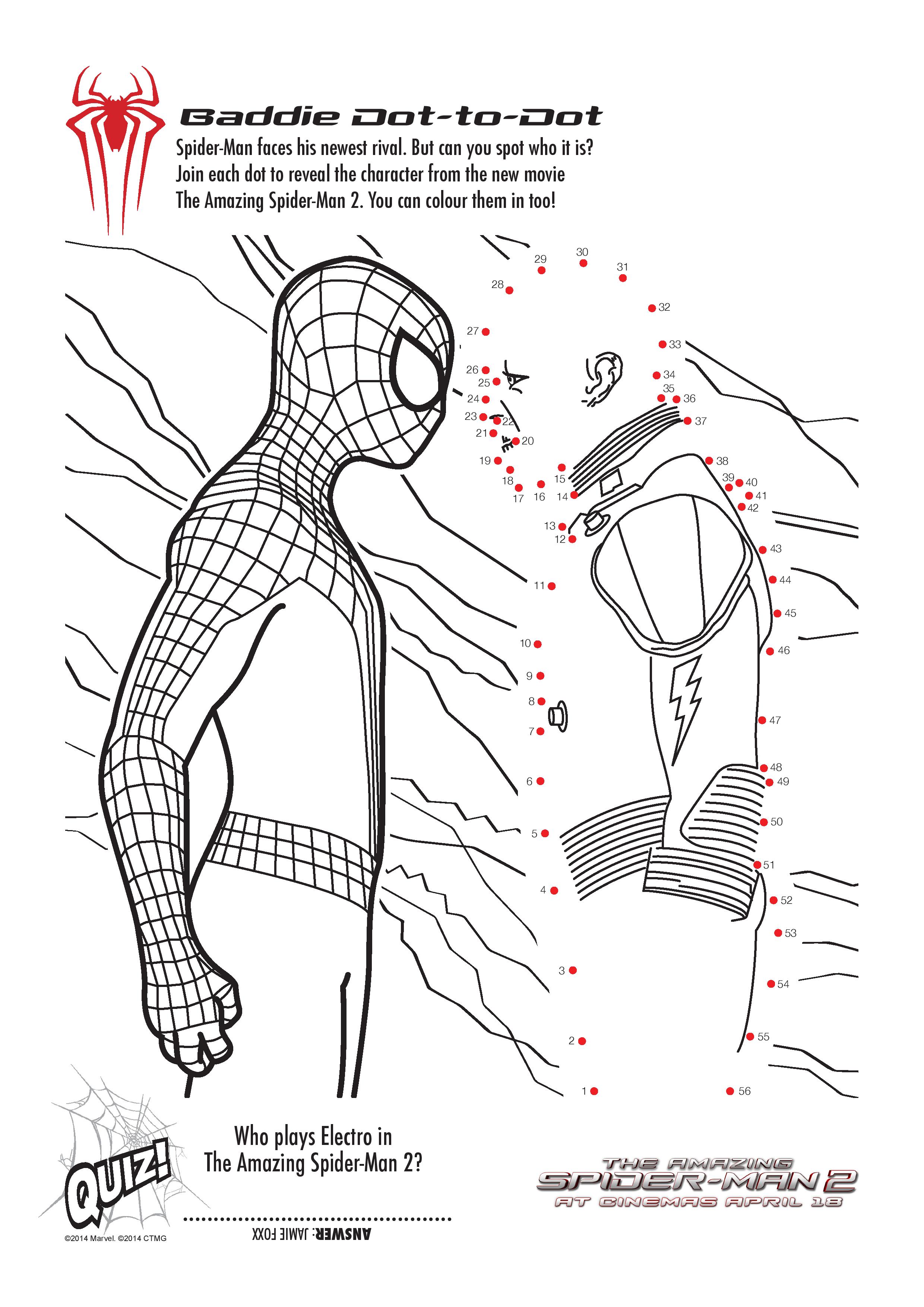 Free printable spiderman louring pages and activity sheets