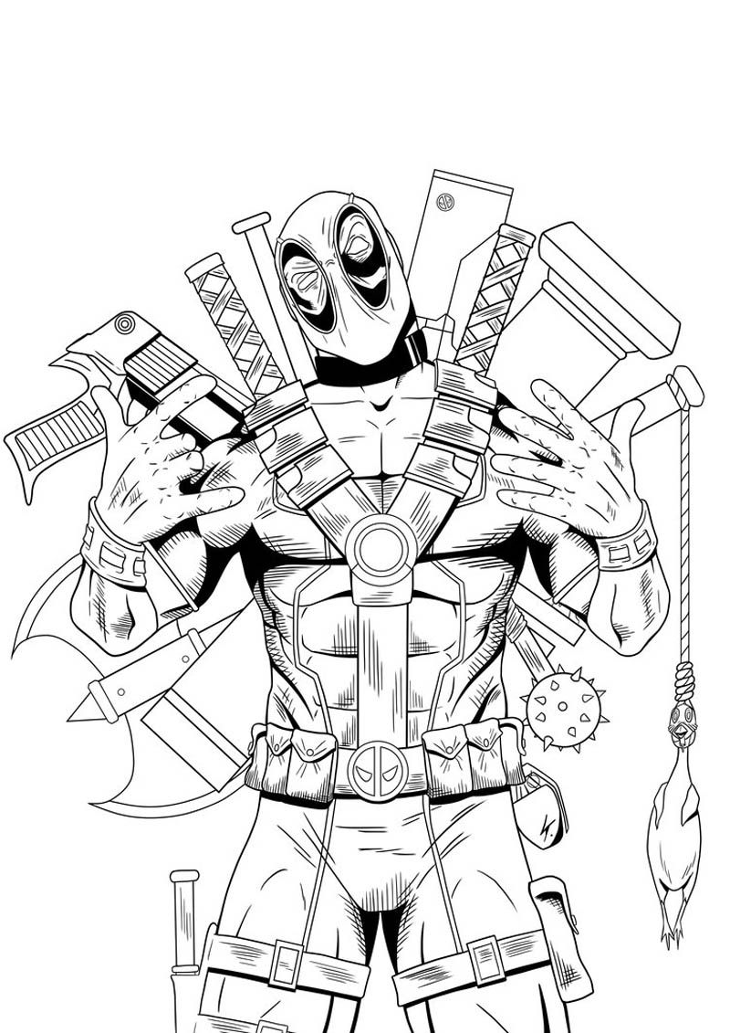 Deadpool coloring pages printable