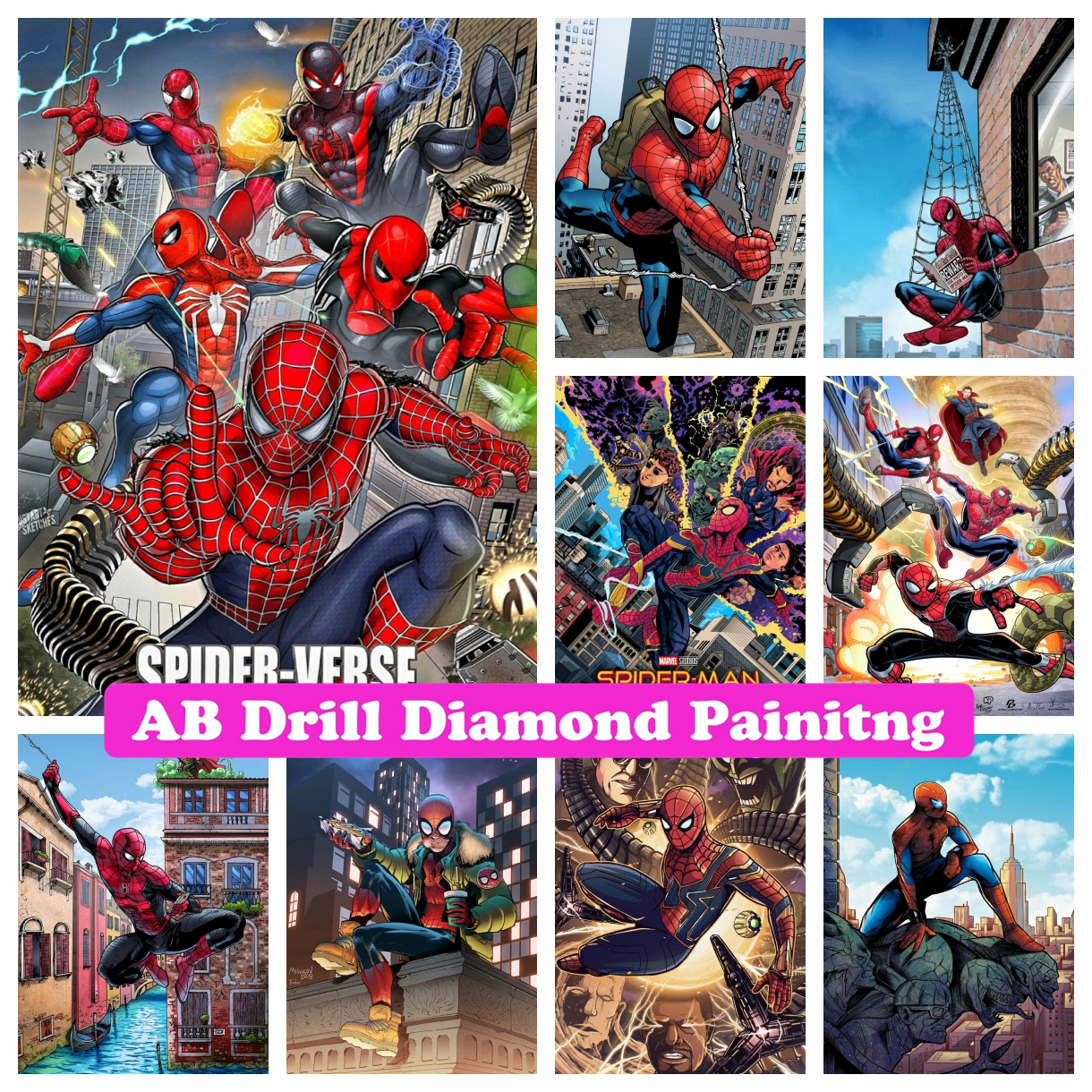 Spiderman ics d diy ab drill diamond painting mosaic marvel cartoon embroidery cross stitch picture crafts childrens gifts